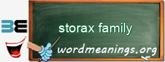 WordMeaning blackboard for storax family